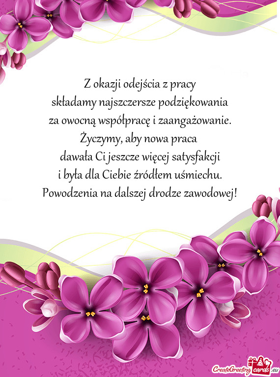 Składamy najszczersze podziękowania