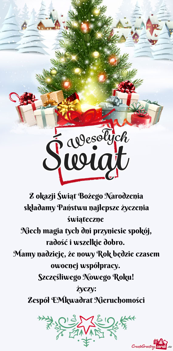 Składamy Państwu najlepsze życzenia świąteczne