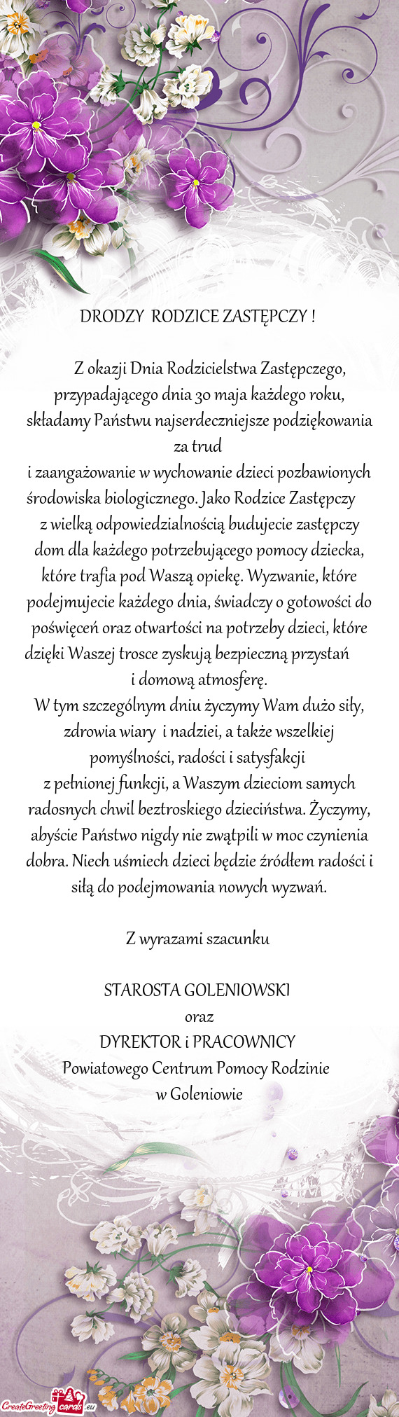 Składamy Państwu najserdeczniejsze podziękowania za trud