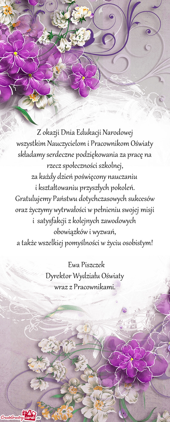 Składamy serdeczne podziękowania za pracę na rzecz społeczności szkolnej