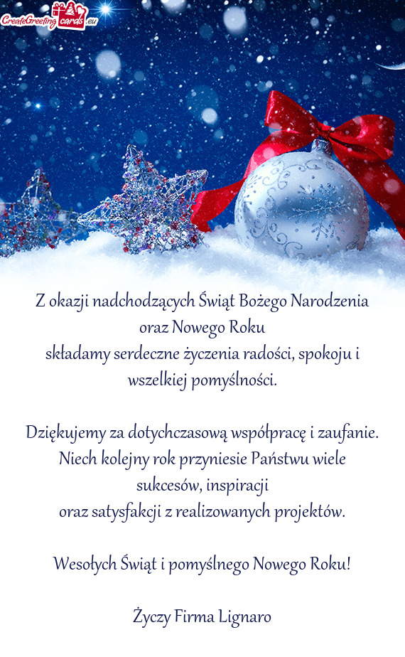 Składamy serdeczne życzenia radości, spokoju i wszelkiej pomyślności