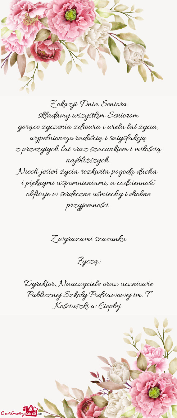 Składamy wszystkim Seniorom