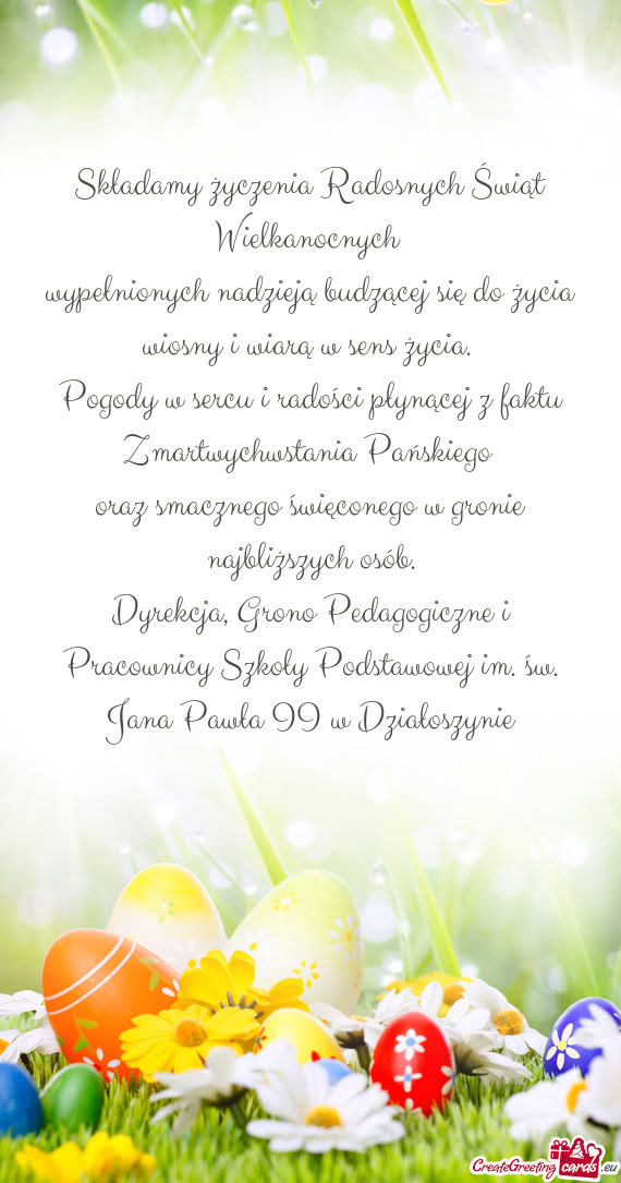 Składamy życzenia Radosnych Świąt Wielkanocnych