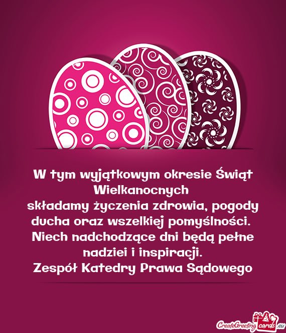 Składamy życzenia zdrowia, pogody ducha oraz wszelkiej pomyślności
