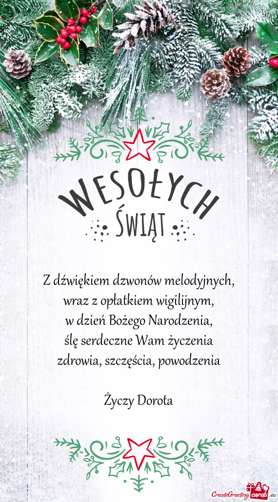 Ślę serdeczne Wam życzenia