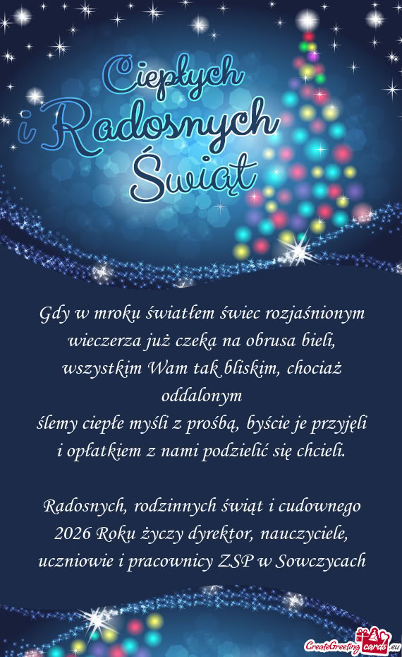 Ślemy ciepłe myśli z prośbą, byście je przyjęli