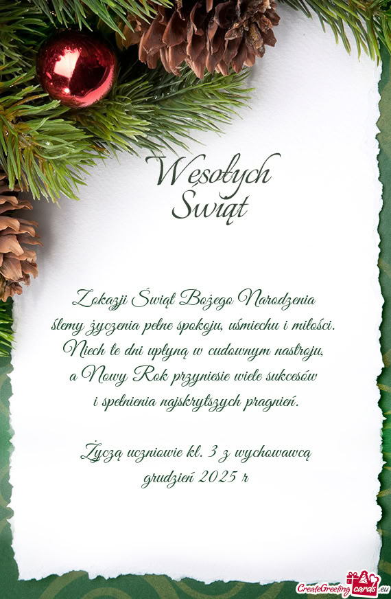 Ślemy życzenia pełne spokoju, uśmiechu i miłości