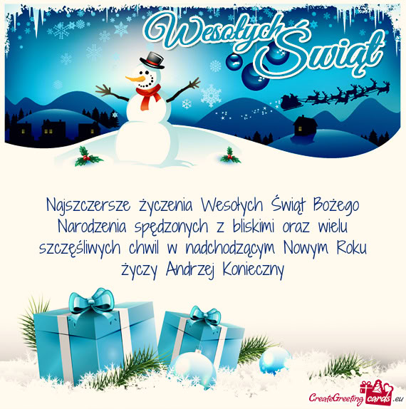 Śliwych chwil w nadchodzącym Nowym Roku Andrzej Konieczny