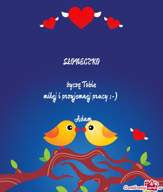 SŁONECZKO  życzę Tobie miłej i przyjemnej pracy ;-)  Adam