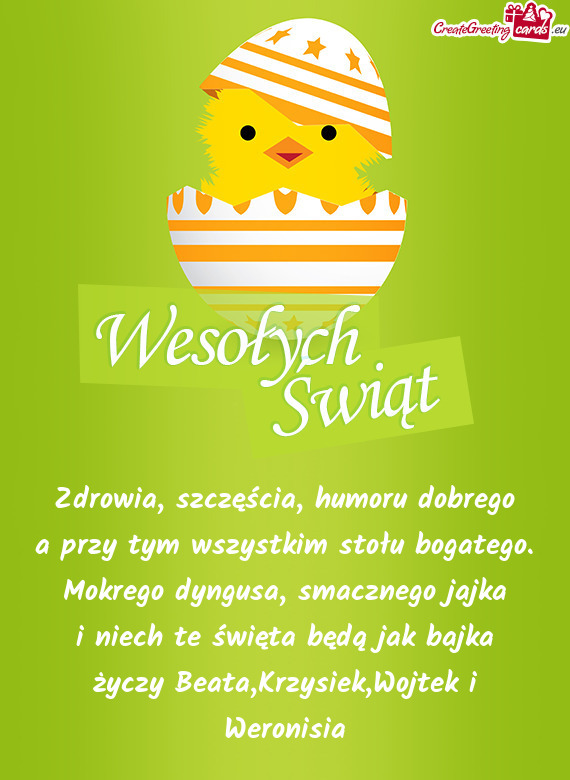 Smacznego jajka i niech te święta będą jak bajka Beata