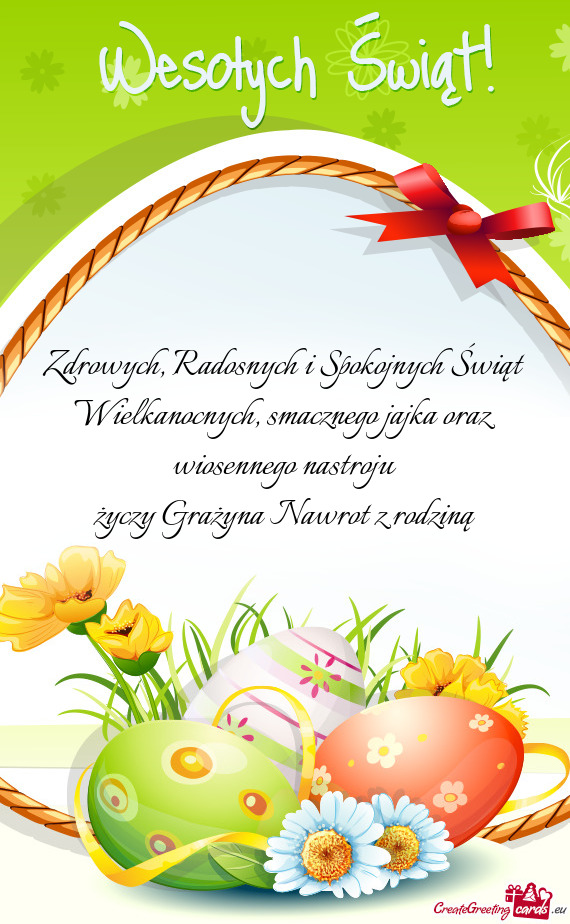 Smacznego jajka oraz wiosennego nastroju Grażyna Nawrot z rodziną
