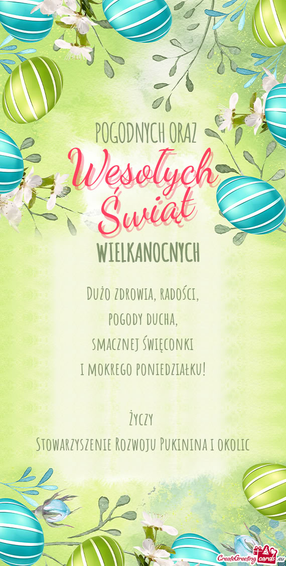 Smacznej święconki i mokrego poniedziałku!  Stowarzyszenie Rozwoju Pukinina i okoli