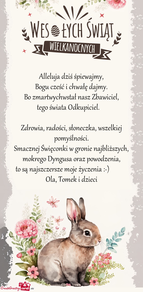 Smacznej Święconki w gronie najbliższych, mokrego Dyngusa oraz powodzenia