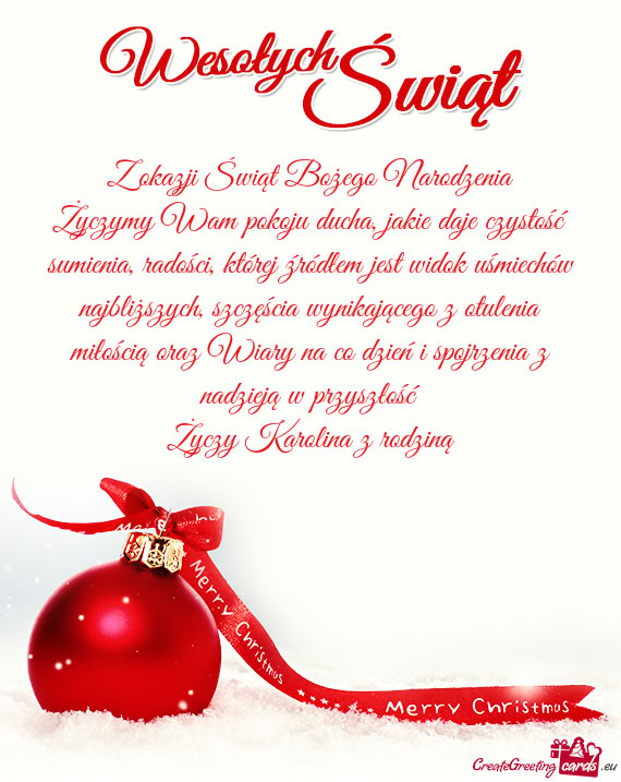 Śmiechów najbliższych, szczęścia wynikającego z otulenia miłością oraz Wiary na co dzień i