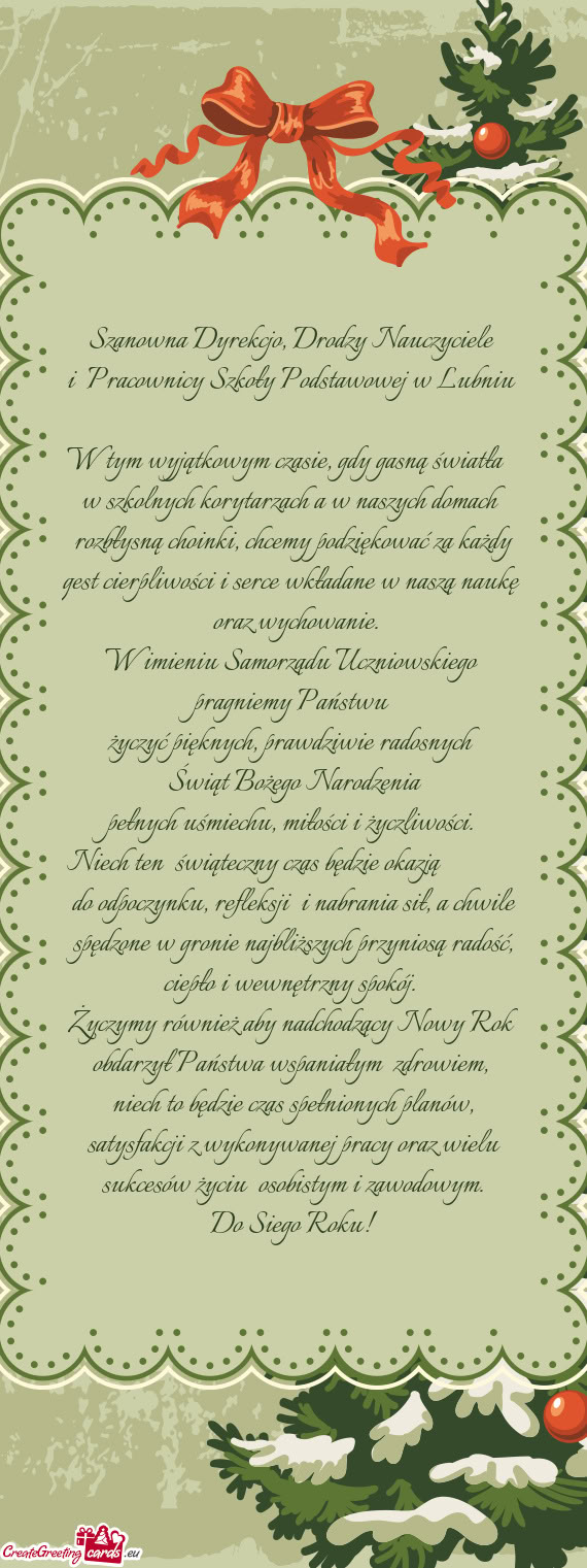 Sną choinki, chcemy podziękować za każdy gest cierpliwości i serce wkładane w naszą naukę