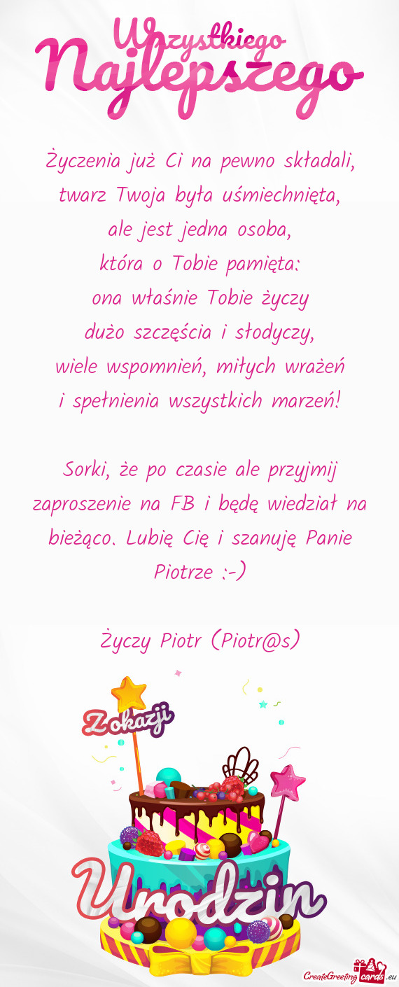 Sorki, że po czasie ale przyjmij zaproszenie na FB i będę wiedział na bieżąco. Lubię Cię i s
