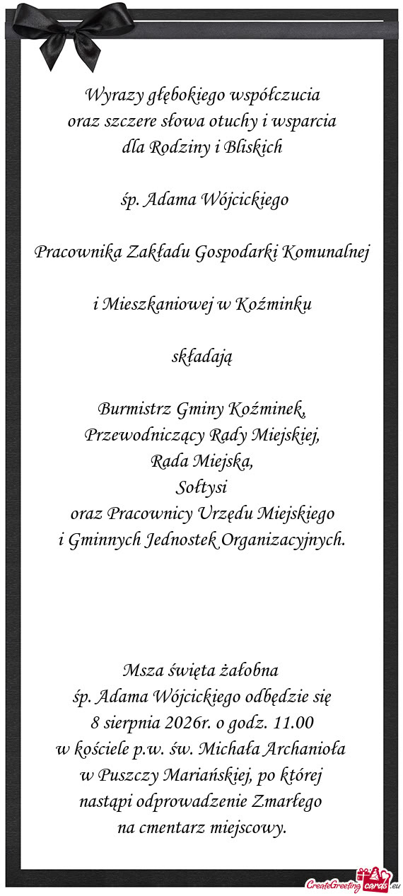 Śp. Adama Wójcickiego