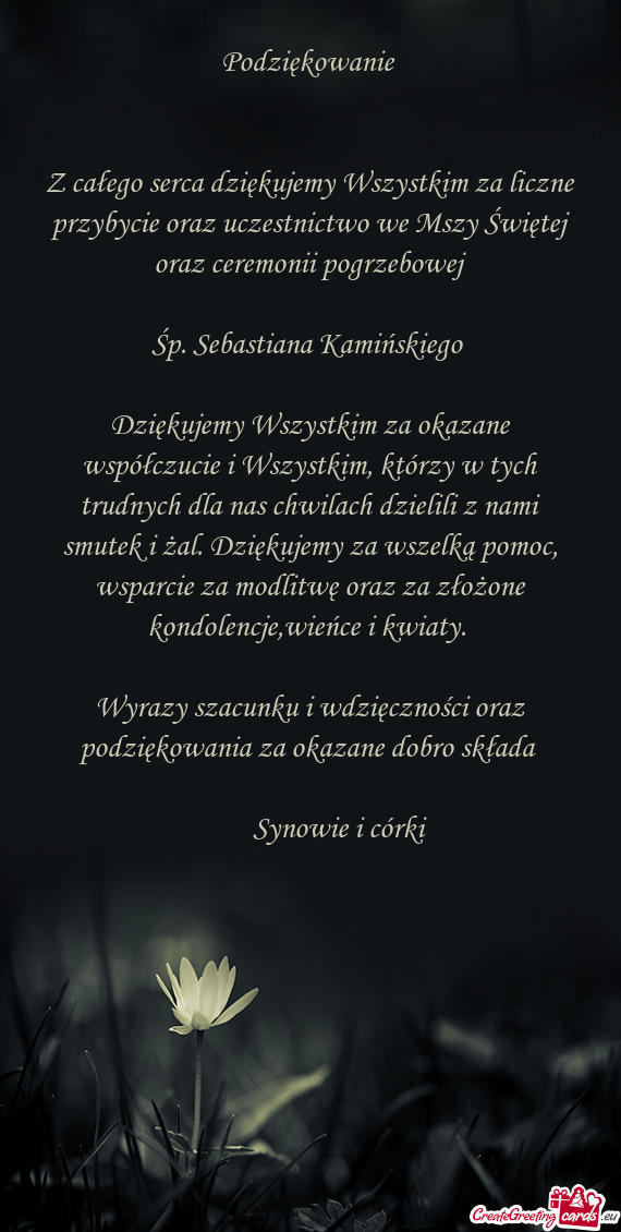 Śp. Sebastiana Kamińskiego