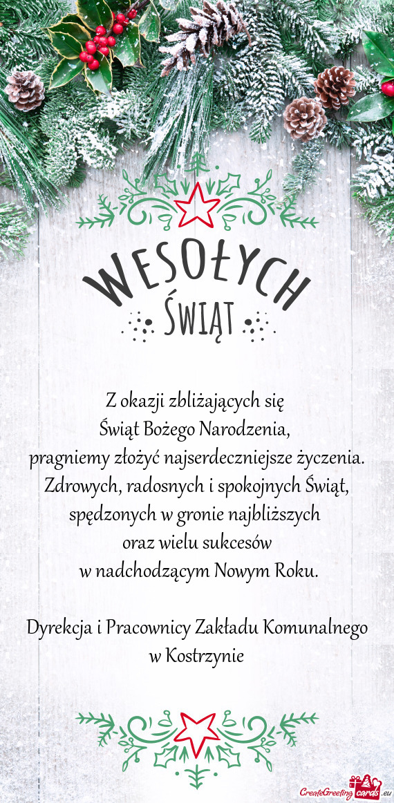 Spędzonych w gronie najbliższych oraz wielu sukcesów w nadchodzącym Nowym Roku