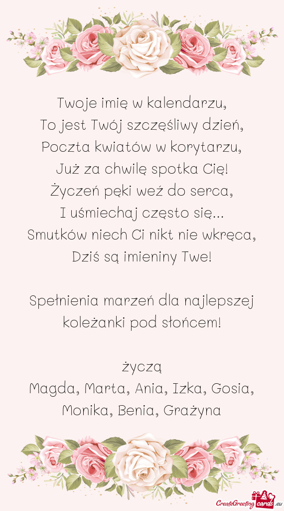 Spełnienia marzeń dla najlepszej koleżanki pod słońcem