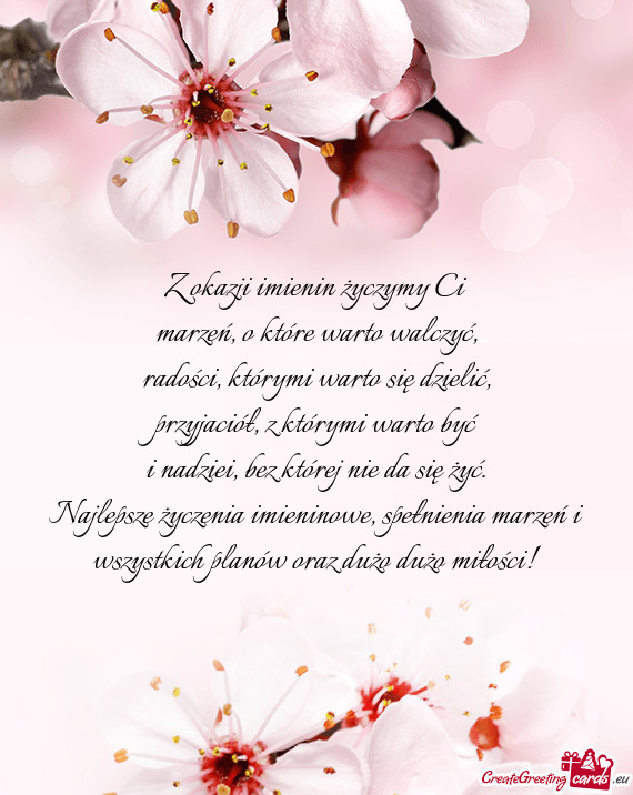 Spełnienia marzeń i wszystkich planów oraz dużo dużo miłości