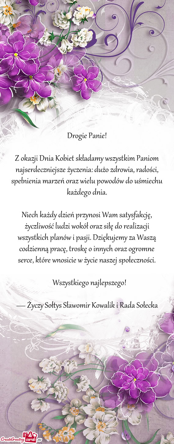 Spełnienia marzeń oraz wielu powodów do uśmiechu każdego dnia