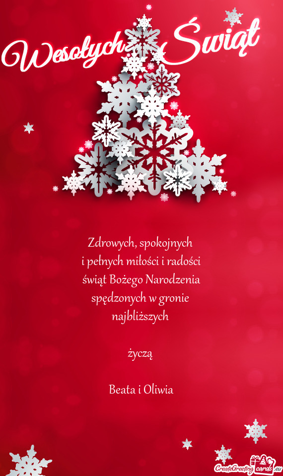 Spokojnych 
 i pełnych miłości i radości
 świąt Bożego Narodzenia 
 spędzonych w gronie