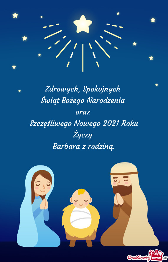 Spokojnych 
 Świąt Bożego Narodzenia 
 oraz 
 Szczęśliwego Nowego 2021 Roku
 Życzy 
 Barbara