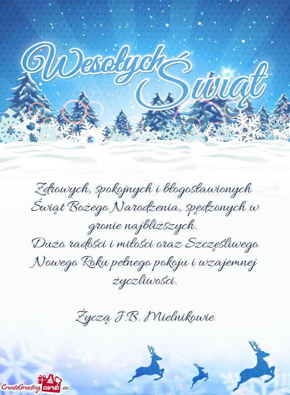 Spokojnych i błogosławionych Świąt Bożego Narodzenia