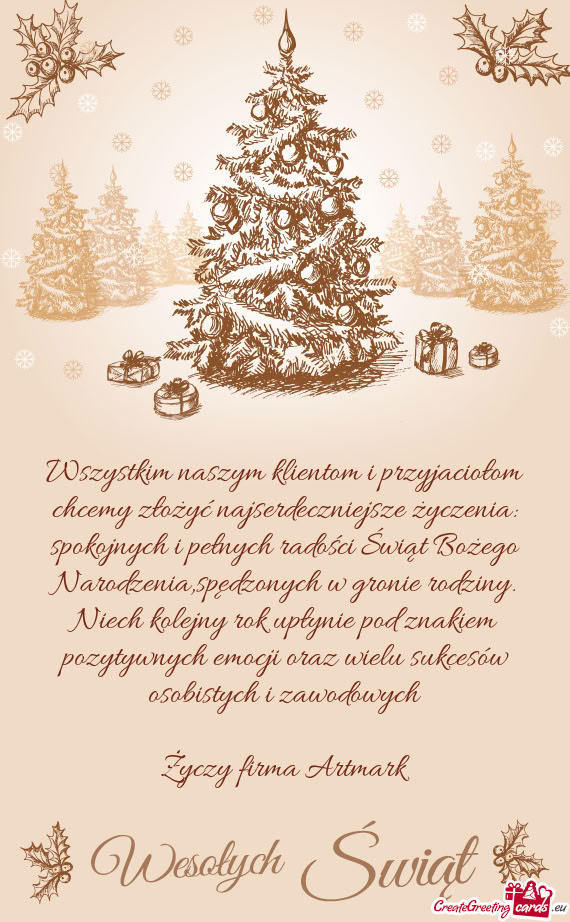 Spokojnych i pełnych radości Świąt Bożego Narodzenia,spędzonych w gronie rodziny