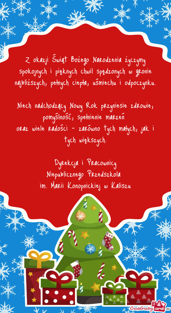 Spokojnych i pięknych chwil spędzonych w gronie najbliższych, pełnych ciepła, uśmiechu i odpoc