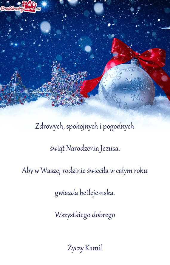 Spokojnych i pogodnych świąt Narodzenia Jezusa