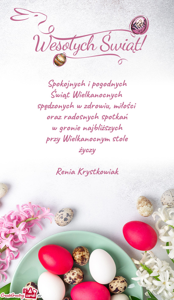 Spokojnych i pogodnych Świąt Wielkanocnych spędzonych w zdrowiu