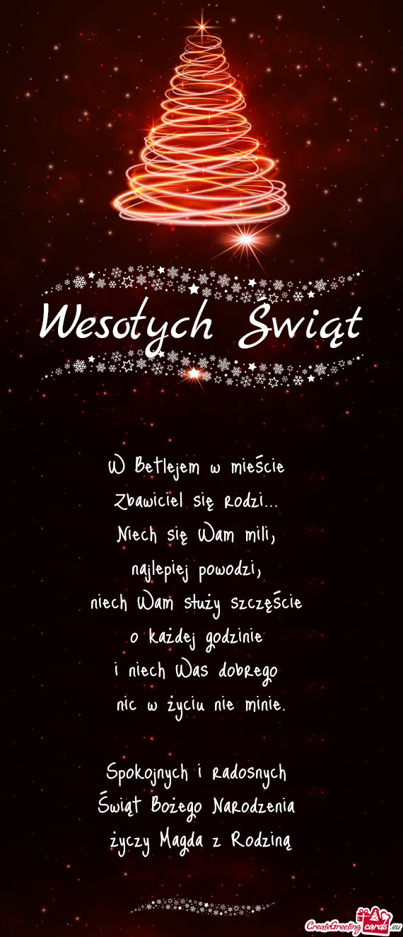 Spokojnych i radosnych Świąt Bożego Narodzenia Magda z Rodziną