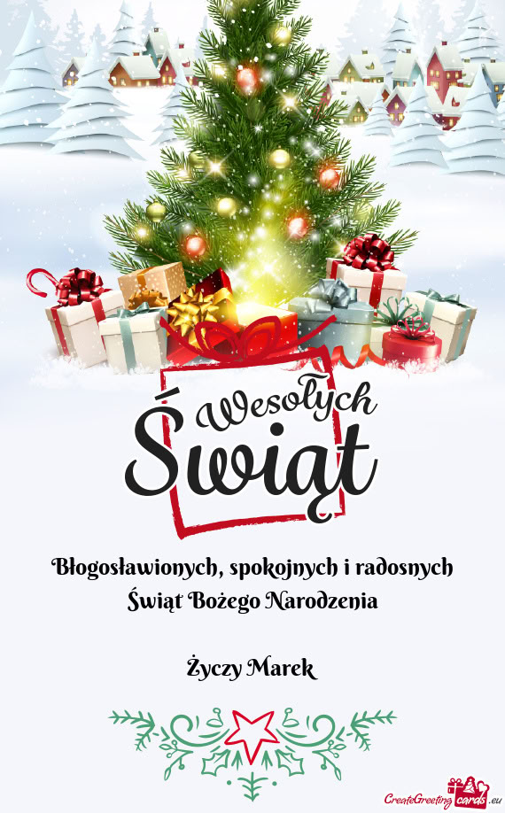 Spokojnych i radosnych Świąt Bożego Narodzenia Marek