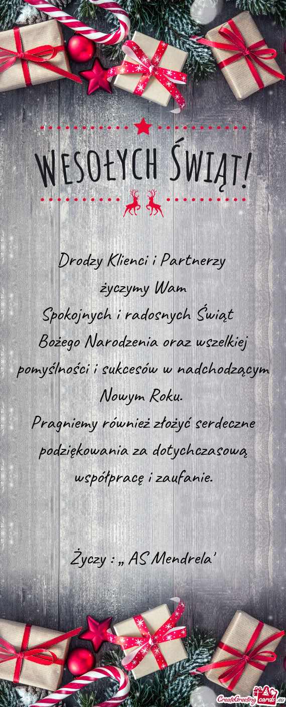 Spokojnych i radosnych Świąt   Bożego Narodzenia oraz wszelkiej pomyślności i su