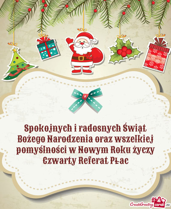 Spokojnych i radosnych Świąt Bożego Narodzenia oraz wszelkiej pomyślności w Nowym Roku C