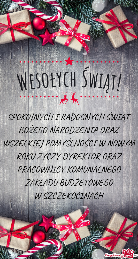 SPOKOJNYCH I RADOSNYCH ŚWIĄT BOŻEGO NARODZENIA ORAZ WSZELKIEJ POMYŚLNOŚCI W NOWYM ROKU D