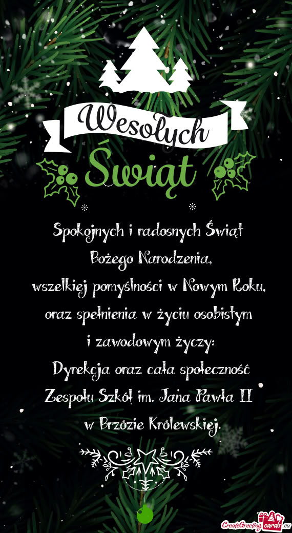 Spokojnych i radosnych Świąt   Bożego Narodzenia,  wszelkiej pomyślności
