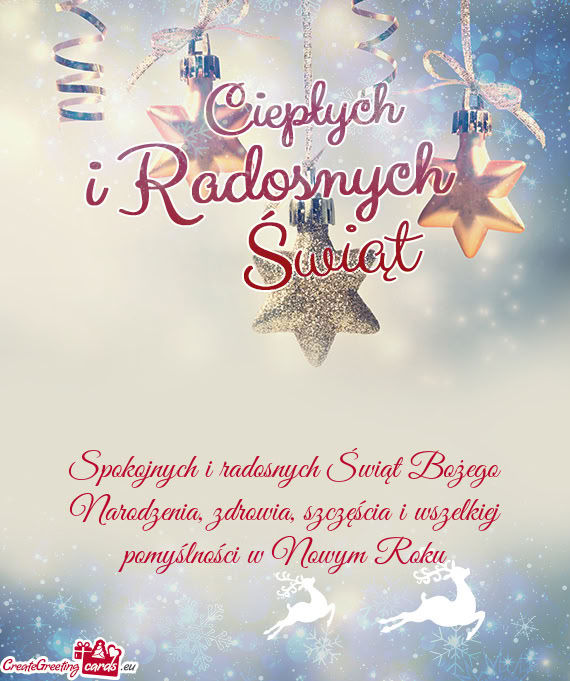 Spokojnych i radosnych Świąt Bożego Narodzenia, zdrowia, szczęścia i wszelkiej pomyślności w