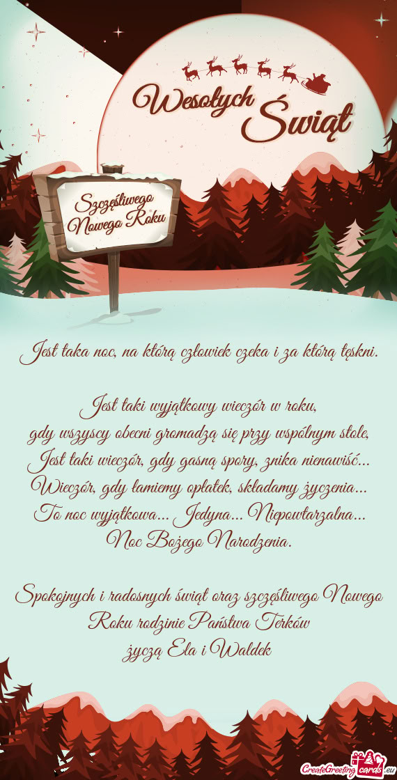 Spokojnych i radosnych świąt oraz szczęśliwego Nowego Roku rodzinie Państwa Terków