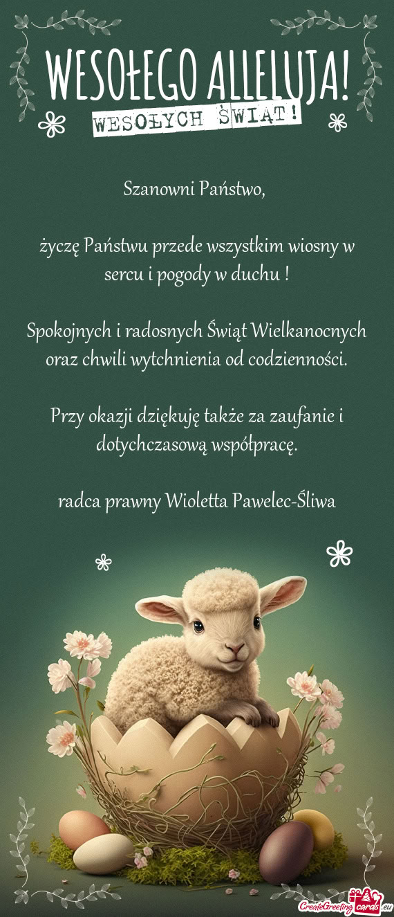 Spokojnych i radosnych Świąt Wielkanocnych oraz chwili wytchnienia od codzienności