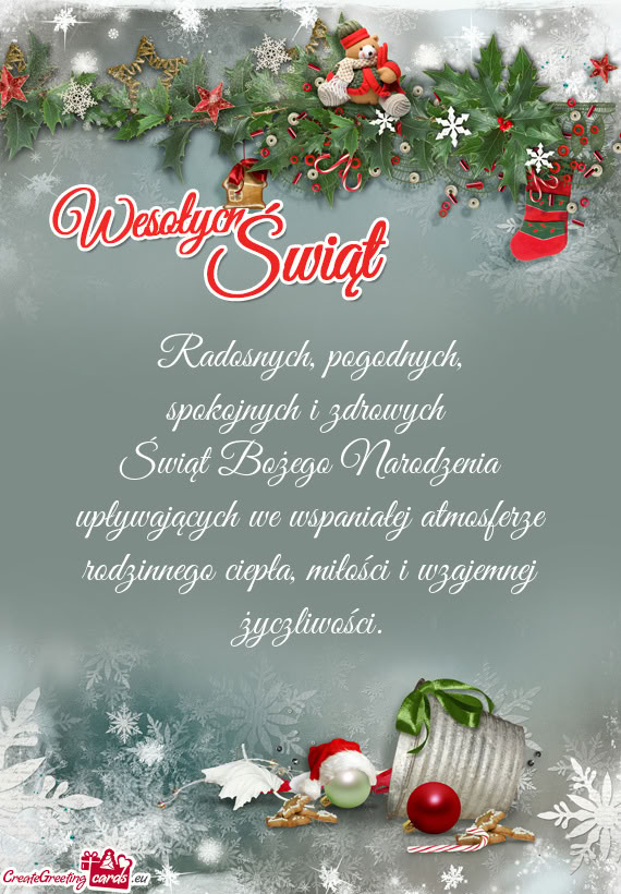 Spokojnych i zdrowych Świąt Bożego Narodzenia upływających we wspaniałej atmosferze rodzi