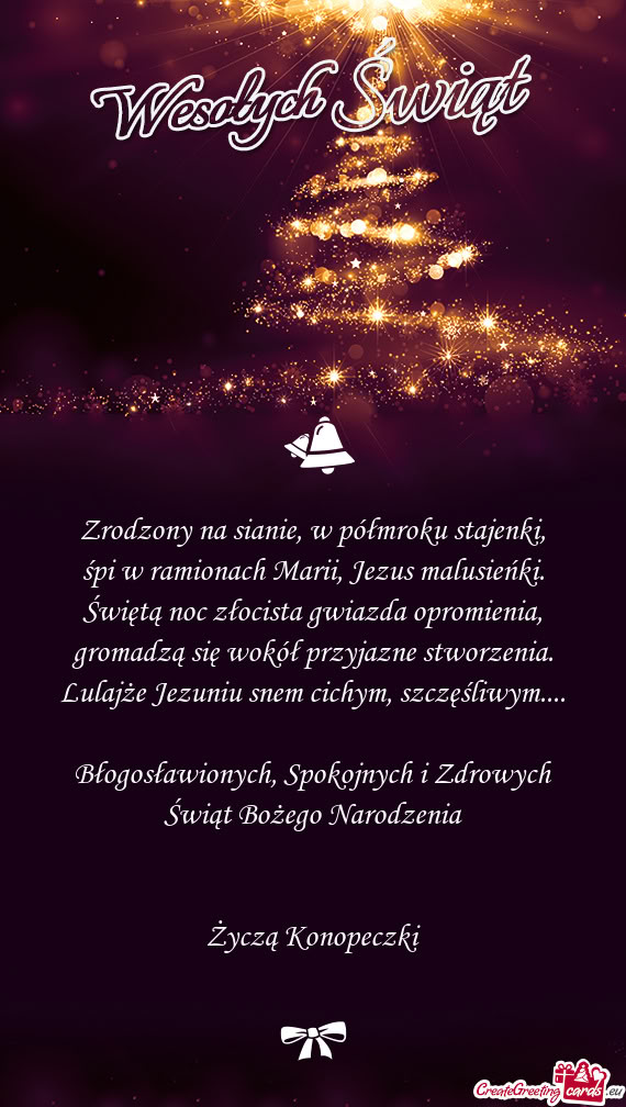 Spokojnych i Zdrowych Świąt Bożego Narodzenia  Życzą Konopeczki
