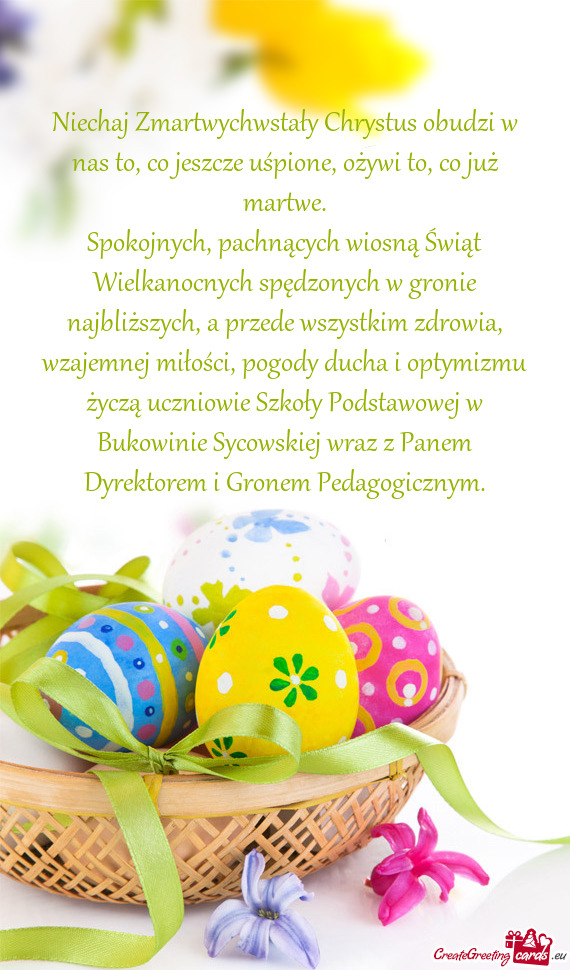 Spokojnych, pachnących wiosną Świąt Wielkanocnych spędzonych w gronie najbliższych, a przede w