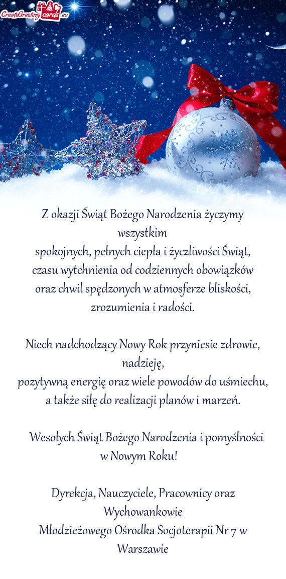 Spokojnych, pełnych ciepła i życzliwości Świąt