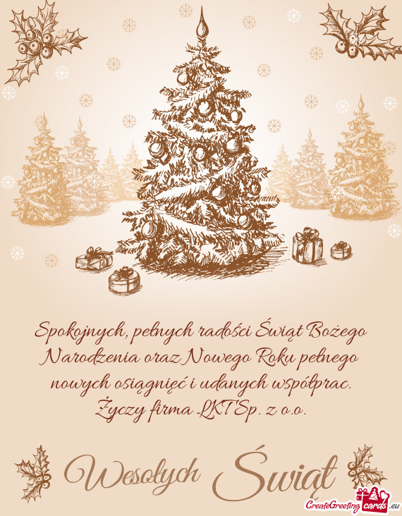 Spokojnych, pełnych radości Świąt Bożego Narodzenia oraz Nowego Roku pełnego nowych osiągnię
