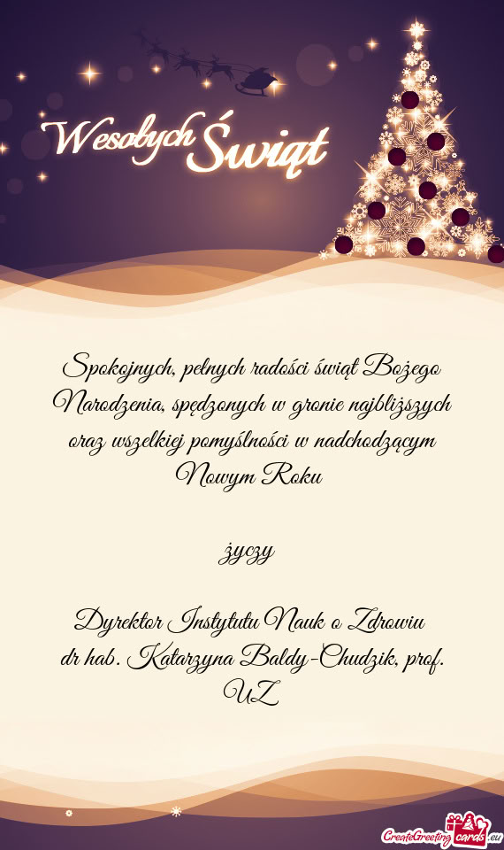 Spokojnych, pełnych radości świąt Bożego Narodzenia, spędzonych w gronie najbliższych oraz ws