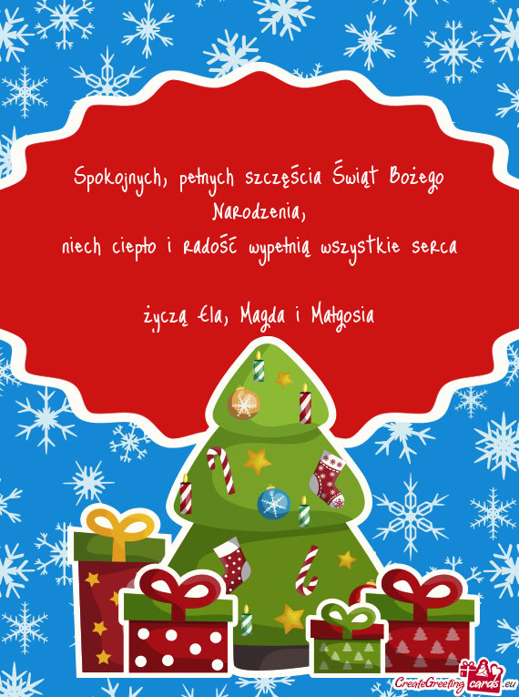 Spokojnych, pełnych szczęścia Świąt Bożego Narodzenia