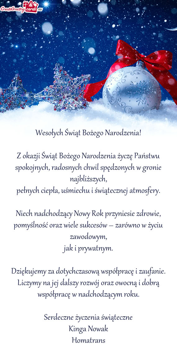 Spokojnych, radosnych chwil spędzonych w gronie najbliższych